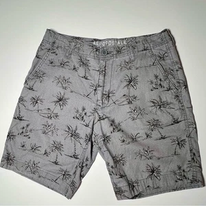 Pantalones Cortos Retro Aeropostale Para Hombre Gris Cremallera Frontal con Estampado Tropical - Imagen 1 de 7