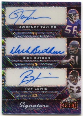 2024 Leaf Metal Signature Lawrence Taylor Butkus Ray Lewis Bosworth 6 Auto #1/1 - Image 1 of 4