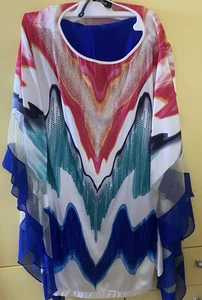 Completo donna Neva Couture taglia 50-52 casacca fantasia+pantalone blu - Foto 1 di 5