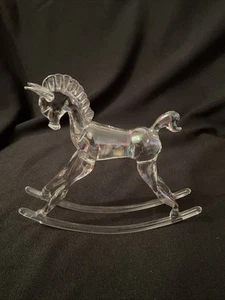 Stunning Studio Art Crafted Rocking Horse Glass Figure ~ Murano Style ~ 15cm - Foto 1 di 5