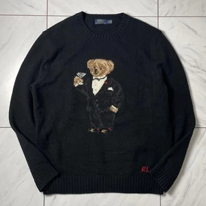 Polo Ralph Lauren Suéter Tejido Martini Esmoquin Polo Oso Negro Para Hombre Talla XL USADO - Imagen 1 de 6