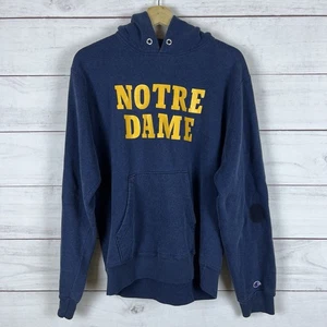 Vintage 80s 90s Champion University Of Notre Dame Navy Blue Hoodie Fits Medium - Picture 1 of 8