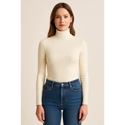 Joie Talla XL Crema Pima Algodón Acanalado Cuello Alto Nuevo con Etiquetas Foto 1 de 4