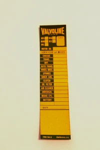 1954 VALVOLINE VINTAGE ORIGINAL DOOR JAMB OIL CHANGE REMINDER STICKER DECAL RARE - Picture 1 of 1