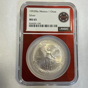 1993 MO 1 Onza LIBERTAD Mexico 1oz Fine Silver .999 NGC MS65 Mexico Red Core - Picture 1 of 6