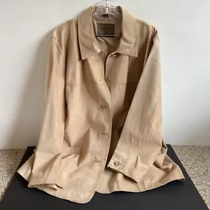 St Johns Bay Womens Size 2X Button Up Jacket Brown Washable Suede Tan Long Sleev - Picture 1 of 18