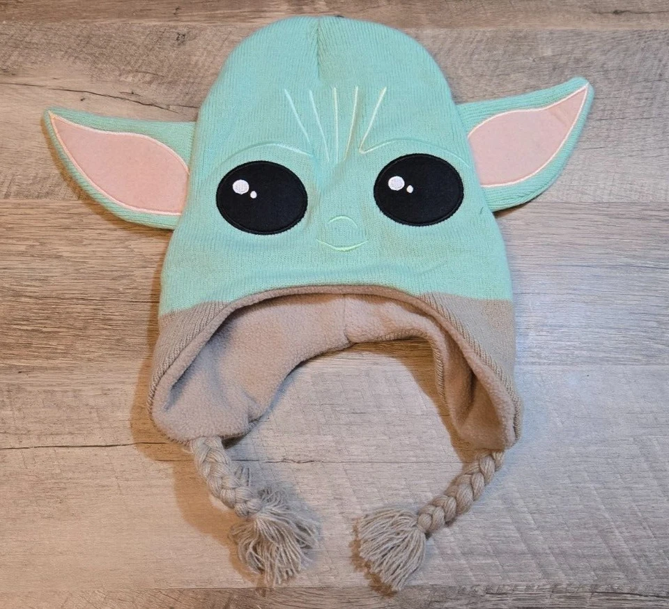 STAR WARS Baby Yoda Grogu Unisex Kids Beanie Hat Ear Flaps One Size Green/Tan - Image 1 of 1