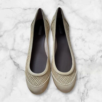 Bottega Veneta Prairie Oro Ballet Pisos Talla 39.5 Cuero Amarillo Corte Láser Italia Foto 1 de 4