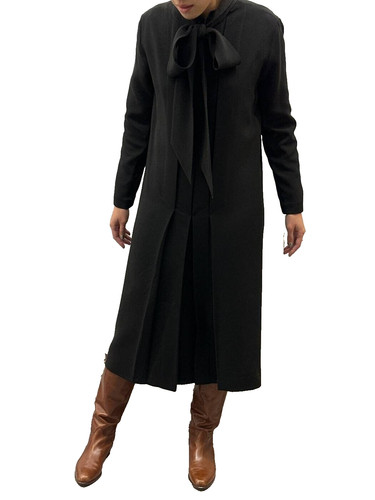 HERMÈS Abito a tunica vintage Hermes Paris cravatta nera collo di seta taglia EUR 42