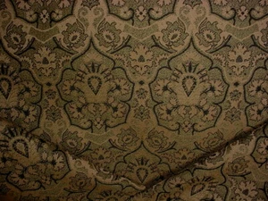 4-3/8Y KRAVET 20413 MOSS GREEN BLACK SPANISH DAMASK UPHOLSTERY FABRIC - Picture 1 of 4