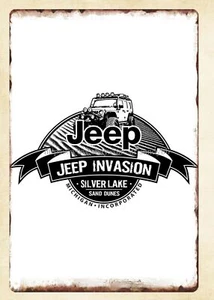 tin printing car Invasion Silver Lake metal tin sign - Picture 1 of 4