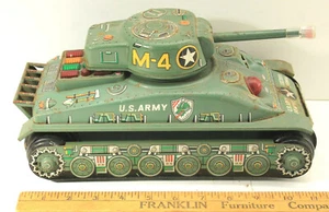 Batteria di latta Taiyo Giappone anni '60 op esercito americano 12" serbatoio Sherman M4 senza tracce come trovato - Foto 1 di 6