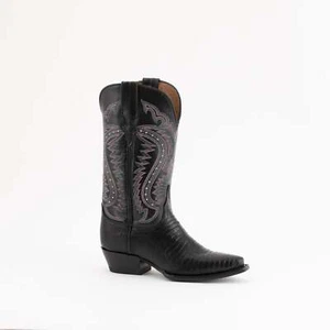 Women's Ferrini Taylor Teju Lizard Boots Handcrafted Black - Picture 1 of 6