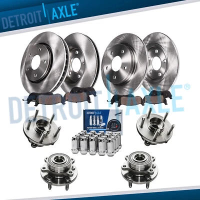 Pastillas de freno de rotor delantero trasero cubo de rueda + 20 piezas tuercas para Ford Taurus Flex MKT MKS Foto 1 de 4