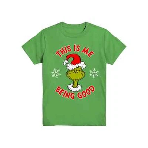 Grinch Being Good, Boys Crew Neck Short Sleeve T-Shirt - Size Medium (8) - Picture 1 of 4