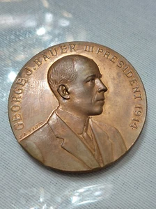 1914 GEORGE BAUER ROCHESTER NUMISMATIC ASSOC PRESIDENTS MEDALLA ACABADO ESPECIAL - Imagen 1 de 3