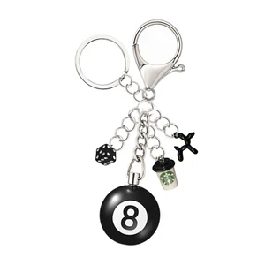 Llavero retro 8 bolas dados dijes nostalgia años 90, llavero y cierre de langosta - Imagen 1 de 35
