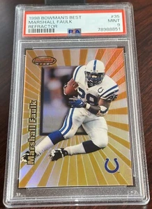 1998 MARSHALL FAULK BOWMANS BEST REFRACTOR #35 PSA 9 POP 6 COLTS HOF  141/400 - Picture 1 of 2