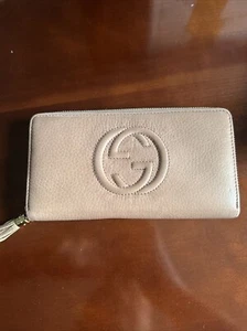 GUCCI Soho Nappa Incastro G Pelle Zip Intorno Portafoglio Lungo Rosa/2BA1955 - Foto 1 di 10