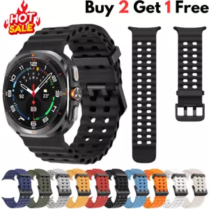 Marine Band For Samsung Galaxy Watch Ultra 47mm Galaxy 7 Sports Silicone Strap - Picture 1 of 20