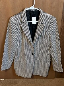 Linda Allard Ellen Tracy schwarz/elfenbein strukturierter Blazer Damengröße 10 neu mit Etikett - Bild 1 von 6