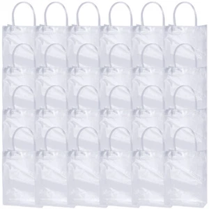 24 Pezzi Borsa Tote Bag Confezione Regalo Trasparente Bomboniera Fiori Bouquet Sacchetti Viaggio Pvc - Foto 1 di 12