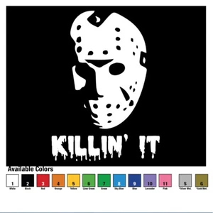 6 Inch Hockey Mask Killin It Decal Window Sticker Car Jason Horror 13th - Picture 1 of 3