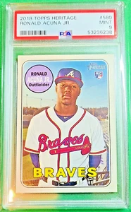 2018 Topps Heritage Ronald Acuna Jr Rookie RC #580 PSA 9 neuwertig mutig - Bild 1 von 2