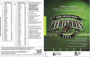 Ottawa Renegades Toronto Argonauts Argos CFL Civic Center 2002 official program - Picture 1 of 1