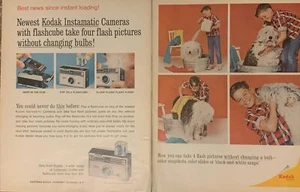 1965 Kodak Instamatic Camera w Flashcube PRINT AD Boy Gives Dog Bath VTG 1960s - Picture 1 of 11