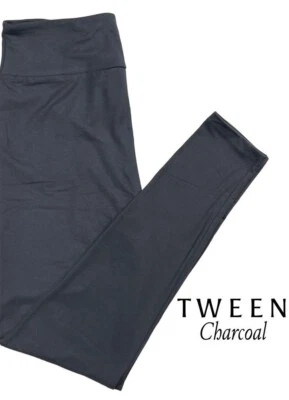 TWEEN LuLaRoe ~ SOLID CHARCOAL GRAY ~ Leggings; SIZES 00-0; Juniors, teen girls - Image 1 of 3