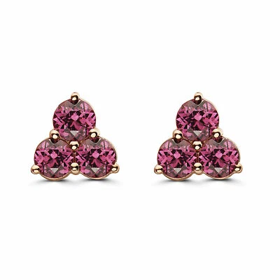 Pendientes piedra natal oro rosa 14K rodolita granate 1,89 cts Foto 1 de 4