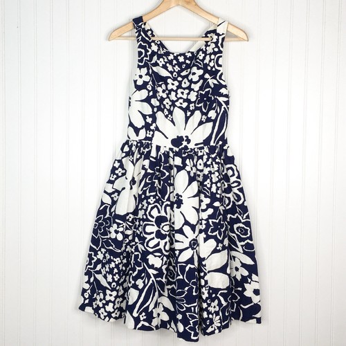 Abito Kate Spade blu navy bianco floreale con fiocco sul retro taglia 4