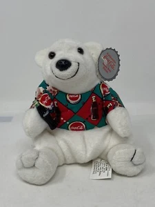1997 Coca Cola Polar Bear in Argyle T Shirt Bean Bag Plush with Tags - Picture 1 of 10
