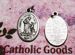 Heiliger Franziskus & Wolf - Friedensgebet - oxidiertes italienisches Silber 1 1/8" Medaille - Bild 1 von 3