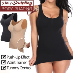 Women with Built in Bra Tummy Control Camisole Cami Shaper Tank Top Shapewear - Picture 1 of 17
