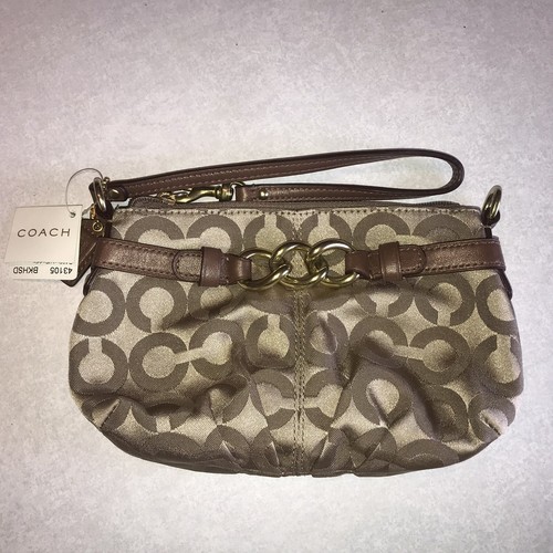 NUOVO Vintage Coach Op Art Signature Clutch Wristlet Raso Cachi Sella