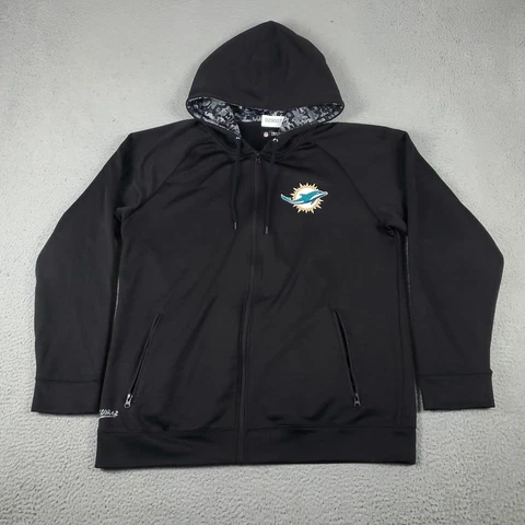 Miami Dolphins Sweater Mens XL Black Full Zip Hoodie Sweatshirt NFL Cover