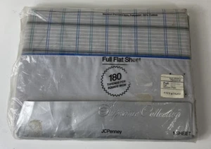 JC Penny Smooth Touch Percale Full Flat Sheet 81" x 96" Pastel Plaid VTG - Picture 1 of 6