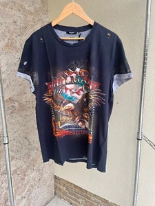 Balmain , Eagle & Balmain Logo Print Distressed T-Shirt in Multicolor BNWOT XS - Picture 1 of 12