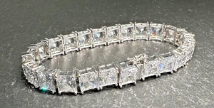 PULSERA BRILLANTE DE 8,5" CIRCONITA CÚBICA Y DIAMANTES DE IMITACIÓN ESTERLINA H85 - Imagen 1 de 23