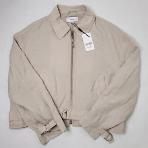 REISS Sia Zip Front Jacket in Neutral Beige Belted Size US 10 Minimalist $425 - Picture 1 of 12