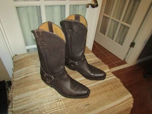 Andre V Hombres Talla 9 Mex 28 Marrón Cuero Arnés Botas Hecho en México - Imagen 1 de 11