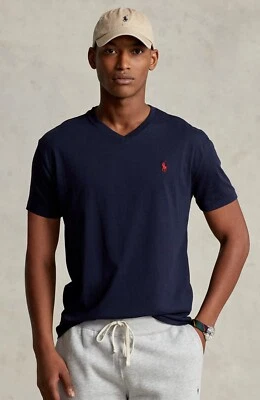 NWT Polo Ralph Lauren Big & Tall NAVY BLUE Short Sleeve V-Neck Cotton T Shirt - Image 1 of 4