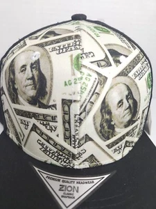 Baseball Cap Benjamin Franklin Dollars Bill Pictures Snapback Men's Black. - Picture 1 of 20