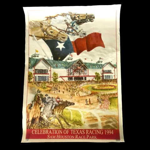 Sam Houston Race Park Texas 1994 Racing Horse Jockey Poster Collectible Cover