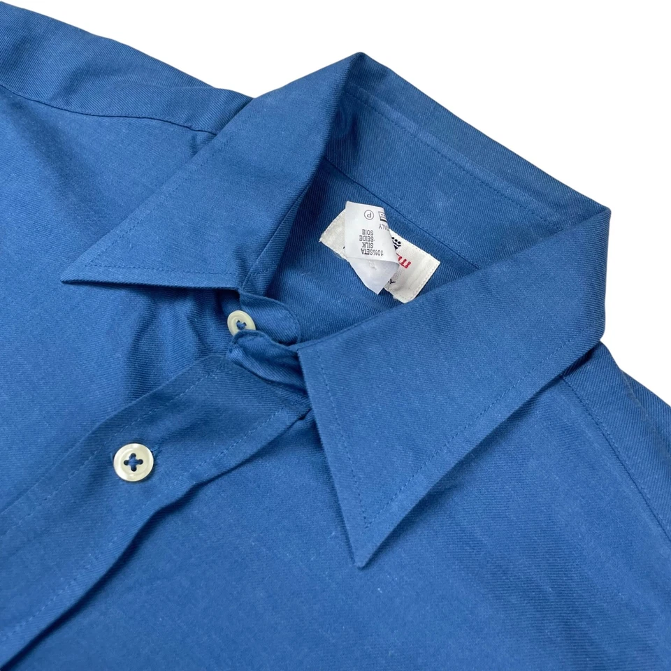 NUEVA Camisa de Vestir Avon Celli Para Hombre Mezcla Seda L/S Azul • Italia • Mediana Foto 1 de 4