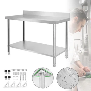 120cm Edelstahltisch Aufkantung Edelstahl Gastro Tisch Arbeitstisch Küchentisch - Bild 1 von 12
