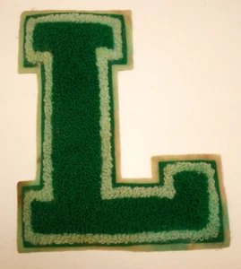 Chaqueta Letterman Vintage Letra Universitaria L Verde Parche Blanco - Imagen 1 de 7