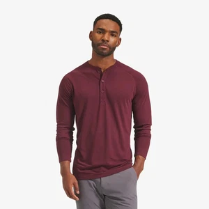 Mizzen+Main Men’s Burgundy Easy Knit Henley Shirt NWT Size M Modal Blend Comfort - Picture 1 of 6